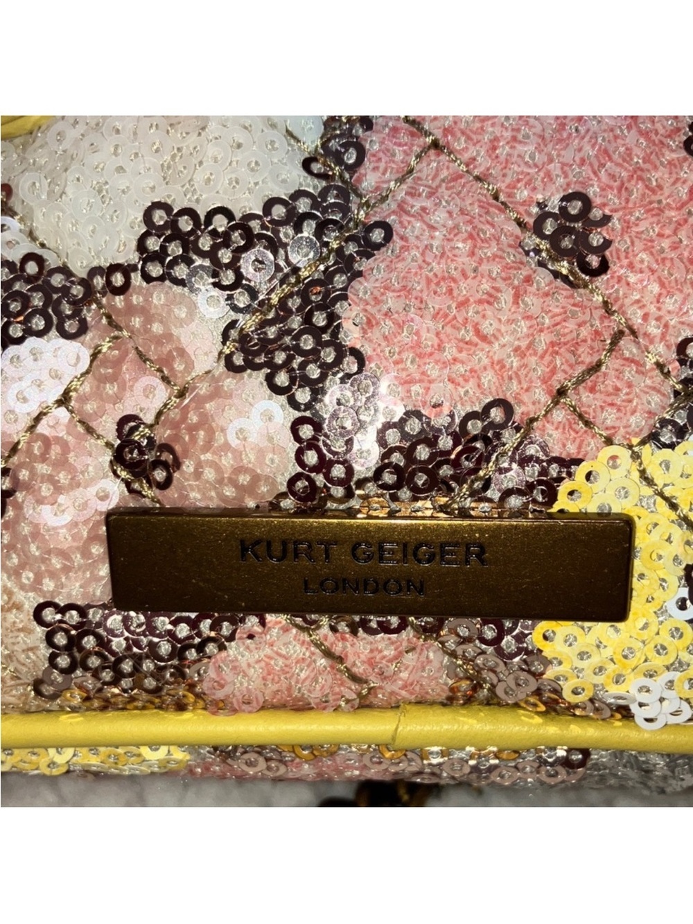 Kurt Geiger London NWT Kensington Duffle Sequin Satchel Bag w/Bamboo Handles - Picture 6 of 10